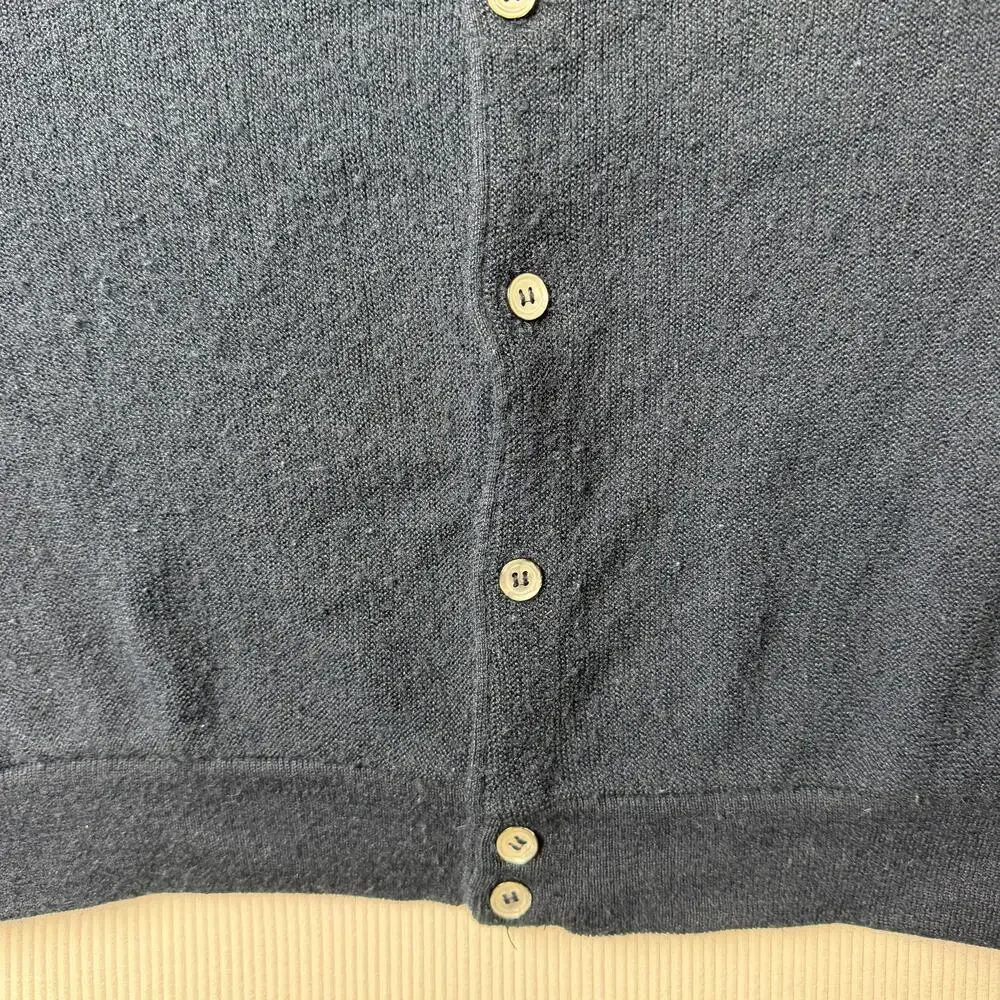 Vintage Izod Lacoste Sweater Mens Large Blue V Neck Cardigan Orlon Acrylic 80s